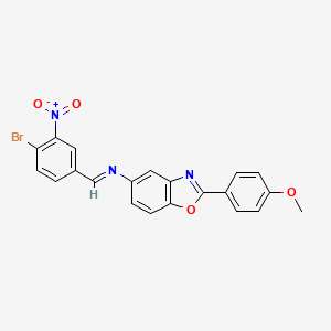 molecular formula C21H14BrN3O4 B11564635 N-[(E)-(4-bromo-3-nitrophenyl)methylidene]-2-(4-methoxyphenyl)-1,3-benzoxazol-5-amine 