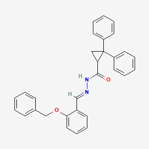 molecular formula C30H26N2O2 B11564638 N'-{(E)-[2-(benzyloxy)phenyl]methylidene}-2,2-diphenylcyclopropanecarbohydrazide 