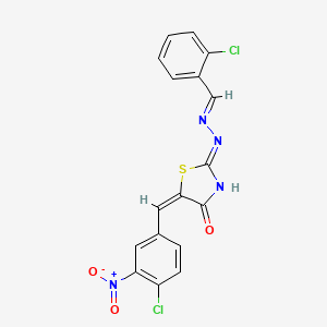 (2Z,5E)-2-[(2E)-(2-chlorobenzylidene)hydrazinylidene]-5-(4-chloro-3-nitrobenzylidene)-1,3-thiazolidin-4-one