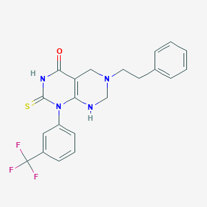 6-(2-phenylethyl)-2-sulfanyl-1-[3-(trifluoromethyl)phenyl]-5,6,7,8-tetrahydropyrimido[4,5-d]pyrimidin-4(1H)-one