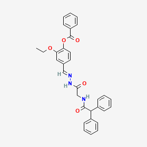 4-[(E)-{[2-(2,2-Diphenylacetamido)acetamido]imino}methyl]-2-ethoxyphenyl benzoate