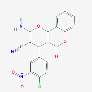 molecular formula C19H10ClN3O5 B11564684 2-amino-4-(4-chloro-3-nitrophenyl)-5-oxo-4H,5H-pyrano[3,2-c]chromene-3-carbonitrile 