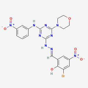 2-bromo-6-[(E)-(2-{4-(morpholin-4-yl)-6-[(3-nitrophenyl)amino]-1,3,5-triazin-2-yl}hydrazinylidene)methyl]-4-nitrophenol