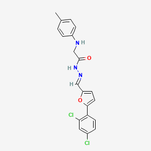 N'-{(E)-[5-(2,4-dichlorophenyl)furan-2-yl]methylidene}-2-[(4-methylphenyl)amino]acetohydrazide (non-preferred name)