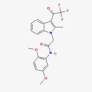 molecular formula C21H19F3N2O4 B11564736 N-(2,5-dimethoxyphenyl)-2-[2-methyl-3-(trifluoroacetyl)-1H-indol-1-yl]acetamide 