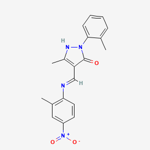 (4E)-5-methyl-4-{[(2-methyl-4-nitrophenyl)amino]methylidene}-2-(2-methylphenyl)-2,4-dihydro-3H-pyrazol-3-one