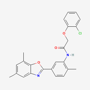 2-(2-chlorophenoxy)-N-[5-(5,7-dimethyl-1,3-benzoxazol-2-yl)-2-methylphenyl]acetamide