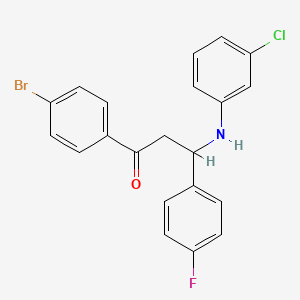 molecular formula C21H16BrClFNO B11564788 1-(4-Bromophenyl)-3-[(3-chlorophenyl)amino]-3-(4-fluorophenyl)propan-1-one 