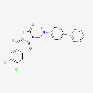 molecular formula C23H16Cl2N2O2S B11564789 (5E)-3-[(biphenyl-4-ylamino)methyl]-5-(3,4-dichlorobenzylidene)-1,3-thiazolidine-2,4-dione 