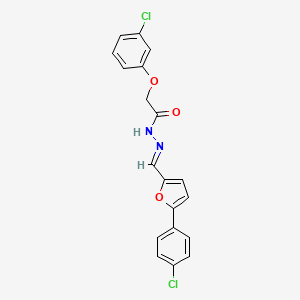 molecular formula C19H14Cl2N2O3 B11564790 2-(3-Chlorophenoxy)-N'-[(E)-[5-(4-chlorophenyl)furan-2-YL]methylidene]acetohydrazide 