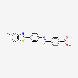 molecular formula C23H18N2O2S B11564793 methyl 4-[(E)-{[4-(5-methyl-1,3-benzothiazol-2-yl)phenyl]imino}methyl]benzoate 