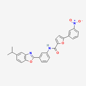 molecular formula C27H21N3O5 B11564802 5-(3-nitrophenyl)-N-{3-[5-(propan-2-yl)-1,3-benzoxazol-2-yl]phenyl}furan-2-carboxamide 