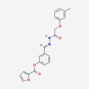 3-[(E)-{2-[(3-methylphenoxy)acetyl]hydrazinylidene}methyl]phenyl furan-2-carboxylate