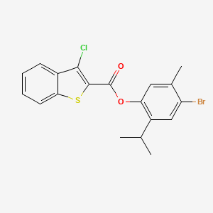 molecular formula C19H16BrClO2S B11564843 4-Bromo-2-isopropyl-5-methylphenyl 3-chloro-1-benzothiophene-2-carboxylate 