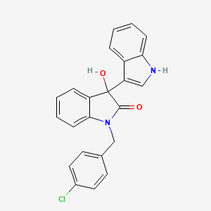 molecular formula C23H17ClN2O2 B11564844 1'-(4-chlorobenzyl)-3'-hydroxy-1',3'-dihydro-1H,2'H-3,3'-biindol-2'-one 