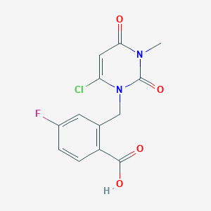 molecular formula C₁₃H₁₀ClFN₂O₄ B1156485 2-((6-chloro-3-methyl-2,4-dioxo-3,4-dihydropyrimidin-1(2H)-yl)methyl)-4-fluorobenzoic acid 