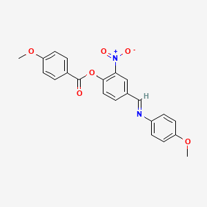 molecular formula C22H18N2O6 B11564859 4-[(E)-[(4-Methoxyphenyl)imino]methyl]-2-nitrophenyl 4-methoxybenzoate 