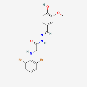 molecular formula C17H17Br2N3O3 B11564862 2-[(2,6-Dibromo-4-methylphenyl)amino]-N'-[(E)-(4-hydroxy-3-methoxyphenyl)methylidene]acetohydrazide 