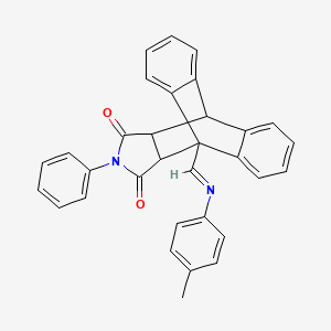 molecular formula C32H24N2O2 B11564873 1-{(E)-[(4-methylphenyl)imino]methyl}-17-phenyl-17-azapentacyclo[6.6.5.0~2,7~.0~9,14~.0~15,19~]nonadeca-2,4,6,9,11,13-hexaene-16,18-dione (non-preferred name) 