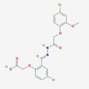 molecular formula C18H16Br2N2O6 B11564885 {4-bromo-2-[(E)-{2-[(4-bromo-2-methoxyphenoxy)acetyl]hydrazinylidene}methyl]phenoxy}acetic acid 