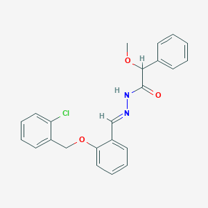 molecular formula C23H21ClN2O3 B11564898 N'-[(E)-{2-[(2-chlorobenzyl)oxy]phenyl}methylidene]-2-methoxy-2-phenylacetohydrazide 