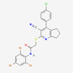 molecular formula C23H15Br3ClN3OS B11564918 2-{[4-(4-chlorophenyl)-3-cyano-6,7-dihydro-5H-cyclopenta[b]pyridin-2-yl]sulfanyl}-N-(2,4,6-tribromophenyl)acetamide 