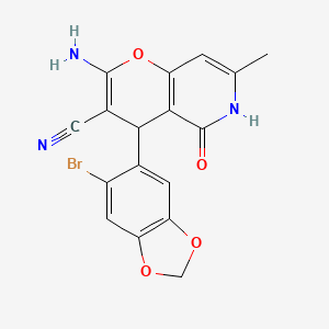 molecular formula C17H12BrN3O4 B11564991 2-amino-4-(6-bromo-1,3-benzodioxol-5-yl)-7-methyl-5-oxo-5,6-dihydro-4H-pyrano[3,2-c]pyridine-3-carbonitrile 