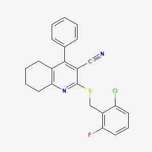 molecular formula C23H18ClFN2S B11564995 2-[(2-Chloro-6-fluorobenzyl)sulfanyl]-4-phenyl-5,6,7,8-tetrahydroquinoline-3-carbonitrile 