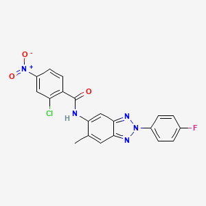 molecular formula C20H13ClFN5O3 B11565000 2-chloro-N-[2-(4-fluorophenyl)-6-methyl-2H-1,2,3-benzotriazol-5-yl]-4-nitrobenzamide 