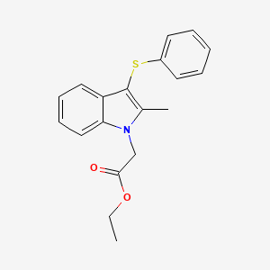 molecular formula C19H19NO2S B11565007 Ethyl [2-methyl-3-(phenylsulfanyl)-1H-indol-1-yl]acetate 