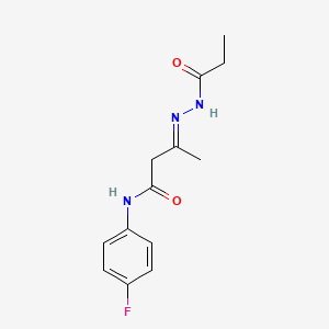 (3E)-N-(4-fluorophenyl)-3-(propionylhydrazono)butanamide