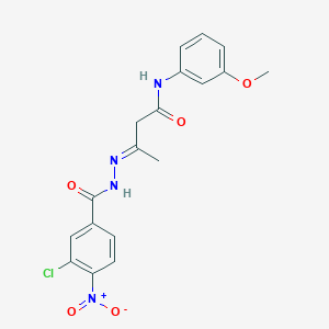 (3E)-3-{2-[(3-chloro-4-nitrophenyl)carbonyl]hydrazinylidene}-N-(3-methoxyphenyl)butanamide