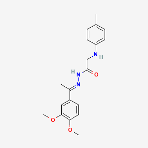 molecular formula C19H23N3O3 B11565084 N'-[(1E)-1-(3,4-Dimethoxyphenyl)ethylidene]-2-[(4-methylphenyl)amino]acetohydrazide 