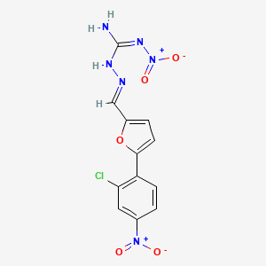 molecular formula C12H9ClN6O5 B11565094 (2E)-2-{[5-(2-chloro-4-nitrophenyl)furan-2-yl]methylidene}-N'-nitrohydrazinecarboximidamide 