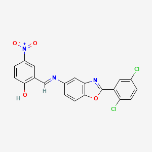 molecular formula C20H11Cl2N3O4 B11565099 2-[(E)-{[2-(2,5-dichlorophenyl)-1,3-benzoxazol-5-yl]imino}methyl]-4-nitrophenol 