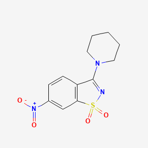 molecular formula C12H13N3O4S B11565131 6-nitro-3-piperidino-1H-1,2-benzisothiazole-1,1-dione 