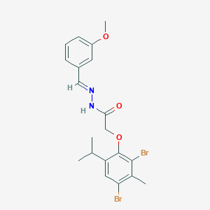 molecular formula C20H22Br2N2O3 B11565169 2-[2,4-dibromo-3-methyl-6-(propan-2-yl)phenoxy]-N'-[(E)-(3-methoxyphenyl)methylidene]acetohydrazide 