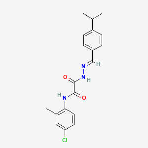 molecular formula C19H20ClN3O2 B11565181 N-(4-chloro-2-methylphenyl)-2-oxo-2-{(2E)-2-[4-(propan-2-yl)benzylidene]hydrazinyl}acetamide 