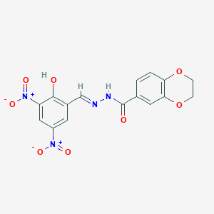 N'-[(E)-(2-hydroxy-3,5-dinitrophenyl)methylidene]-2,3-dihydro-1,4-benzodioxine-6-carbohydrazide