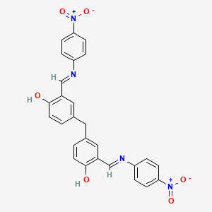 molecular formula C27H20N4O6 B11565202 4,4'-methanediylbis(2-{(E)-[(4-nitrophenyl)imino]methyl}phenol) 