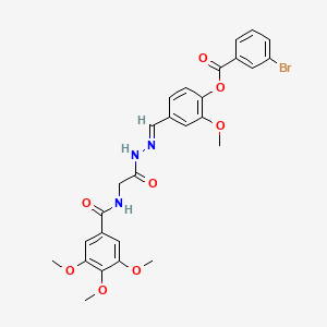 molecular formula C27H26BrN3O8 B11565216 [2-methoxy-4-[(E)-[[2-[(3,4,5-trimethoxybenzoyl)amino]acetyl]hydrazinylidene]methyl]phenyl] 3-bromobenzoate CAS No. 349566-39-8