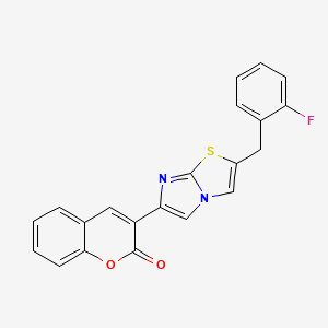 molecular formula C21H13FN2O2S B11565220 3-[2-(2-fluorobenzyl)imidazo[2,1-b][1,3]thiazol-6-yl]-2H-chromen-2-one 