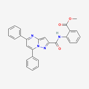 molecular formula C27H20N4O3 B11565223 Methyl 2-{[(5,7-diphenylpyrazolo[1,5-a]pyrimidin-2-yl)carbonyl]amino}benzoate 