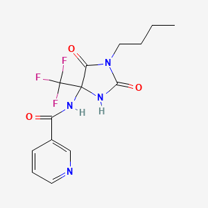 molecular formula C14H15F3N4O3 B11565250 N-(1-butyl-2,5-dioxo-4-(trifluoromethyl)imidazolidin-4-yl)nicotinamide 