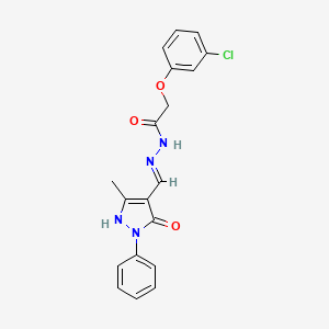 2-(3-chlorophenoxy)-N'-[(E)-(5-hydroxy-3-methyl-1-phenyl-1H-pyrazol-4-yl)methylidene]acetohydrazide