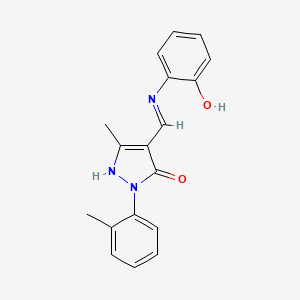 (4E)-4-{[(2-hydroxyphenyl)amino]methylidene}-5-methyl-2-(2-methylphenyl)-2,4-dihydro-3H-pyrazol-3-one