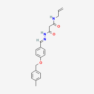 molecular formula C21H23N3O3 B11565266 3-[(2E)-2-{4-[(4-methylbenzyl)oxy]benzylidene}hydrazinyl]-3-oxo-N-(prop-2-en-1-yl)propanamide 