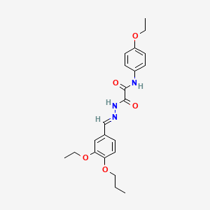 molecular formula C22H27N3O5 B11565268 N-(4-ethoxyphenyl)-2-[(2E)-2-(3-ethoxy-4-propoxybenzylidene)hydrazinyl]-2-oxoacetamide 