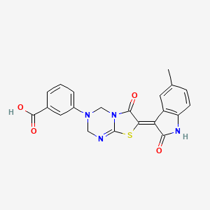 3-[(7Z)-7-(5-methyl-2-oxo-1,2-dihydro-3H-indol-3-ylidene)-6-oxo-6,7-dihydro-2H-[1,3]thiazolo[3,2-a][1,3,5]triazin-3(4H)-yl]benzoic acid