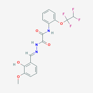 molecular formula C18H15F4N3O5 B11565279 2-[(2E)-2-(2-hydroxy-3-methoxybenzylidene)hydrazino]-2-oxo-N-[2-(1,1,2,2-tetrafluoroethoxy)phenyl]acetamide 